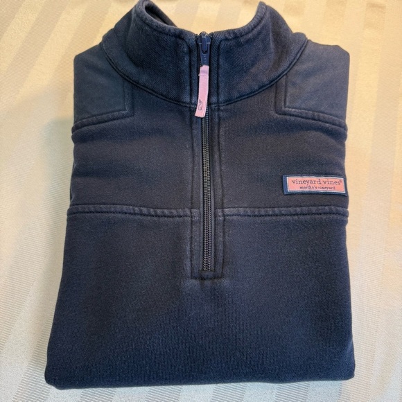 Vineyard Vines Womens Pullover 1/4‎ Zip Canvas Shoulder Navy Size S Sweatshirt - Picture 12 of 13